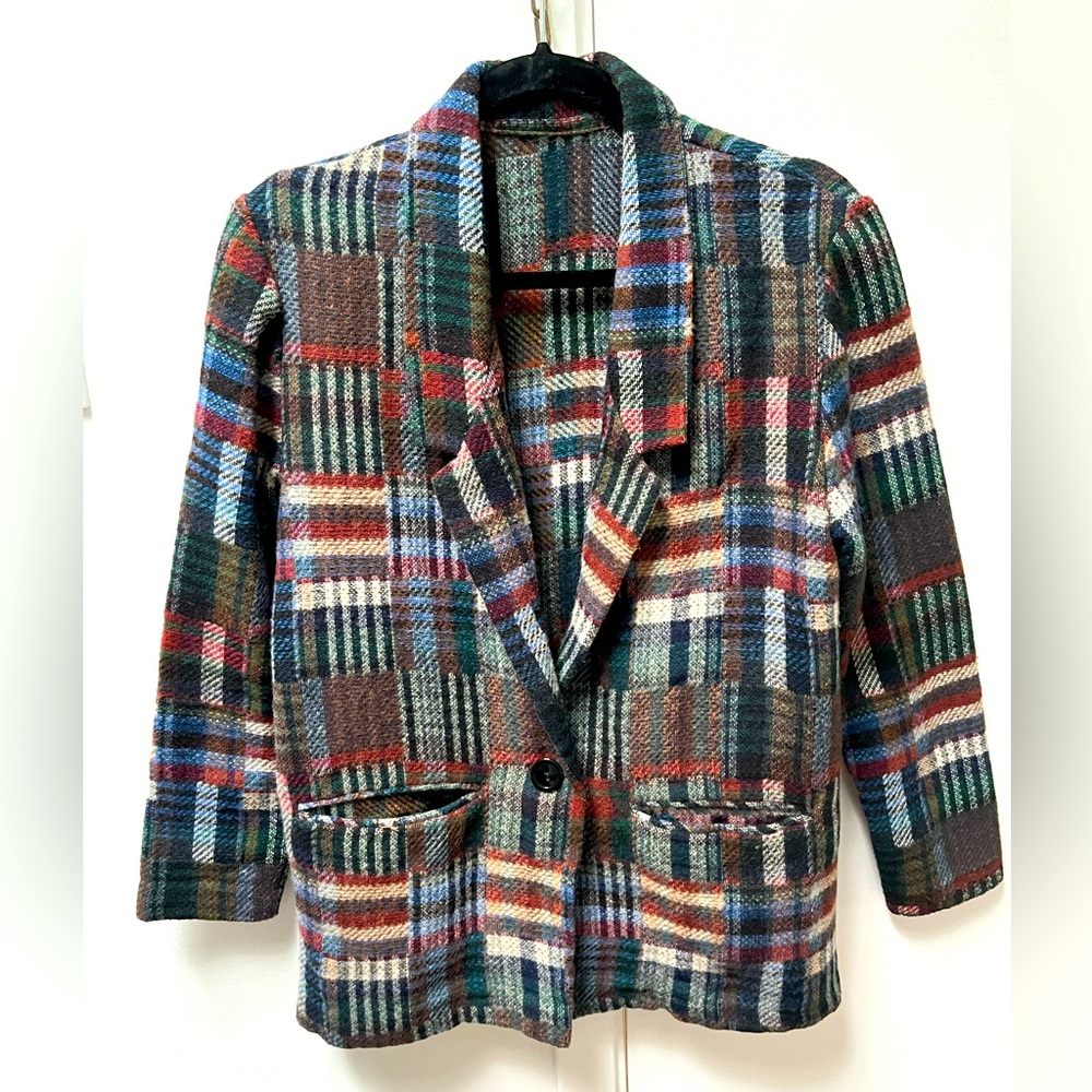 Vintage Willowridge Wool Blend Plaid Blazer - Size 6P